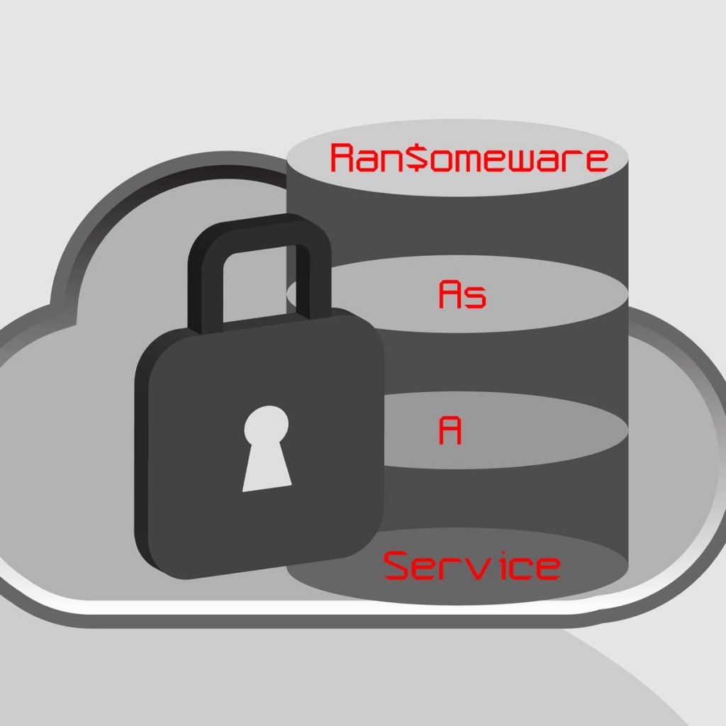 Ransomware-as-a-Service represented by a lock and cloud